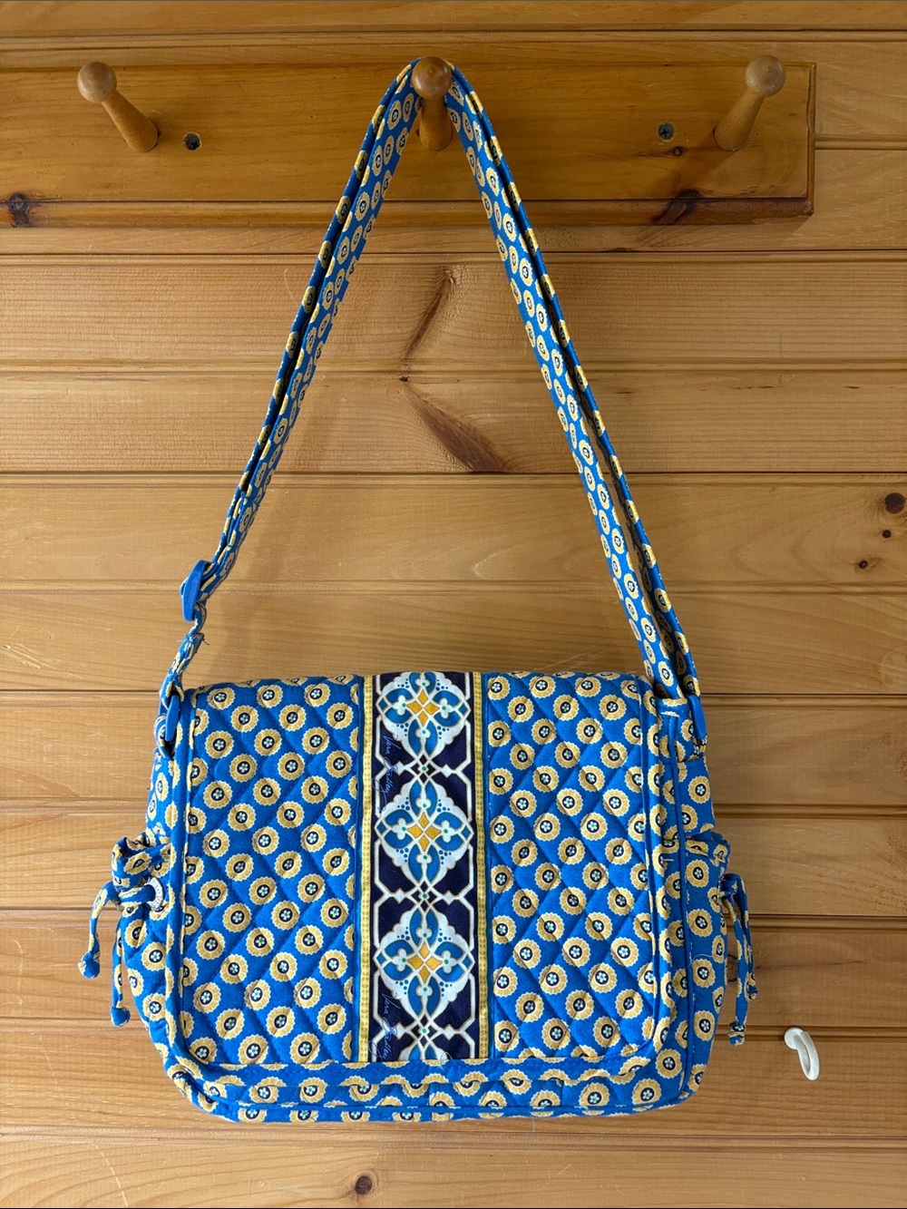 Vera Bradley Blue Quilted Crossbody Bag with Geometric Trim